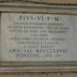 Collevecchio . lapide commemorative del restauro delle carceri nel 1778