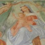 Collevecchio, Chiesa di Santa Maria del Piano, Affresco, particolare della Vergine con Bambino